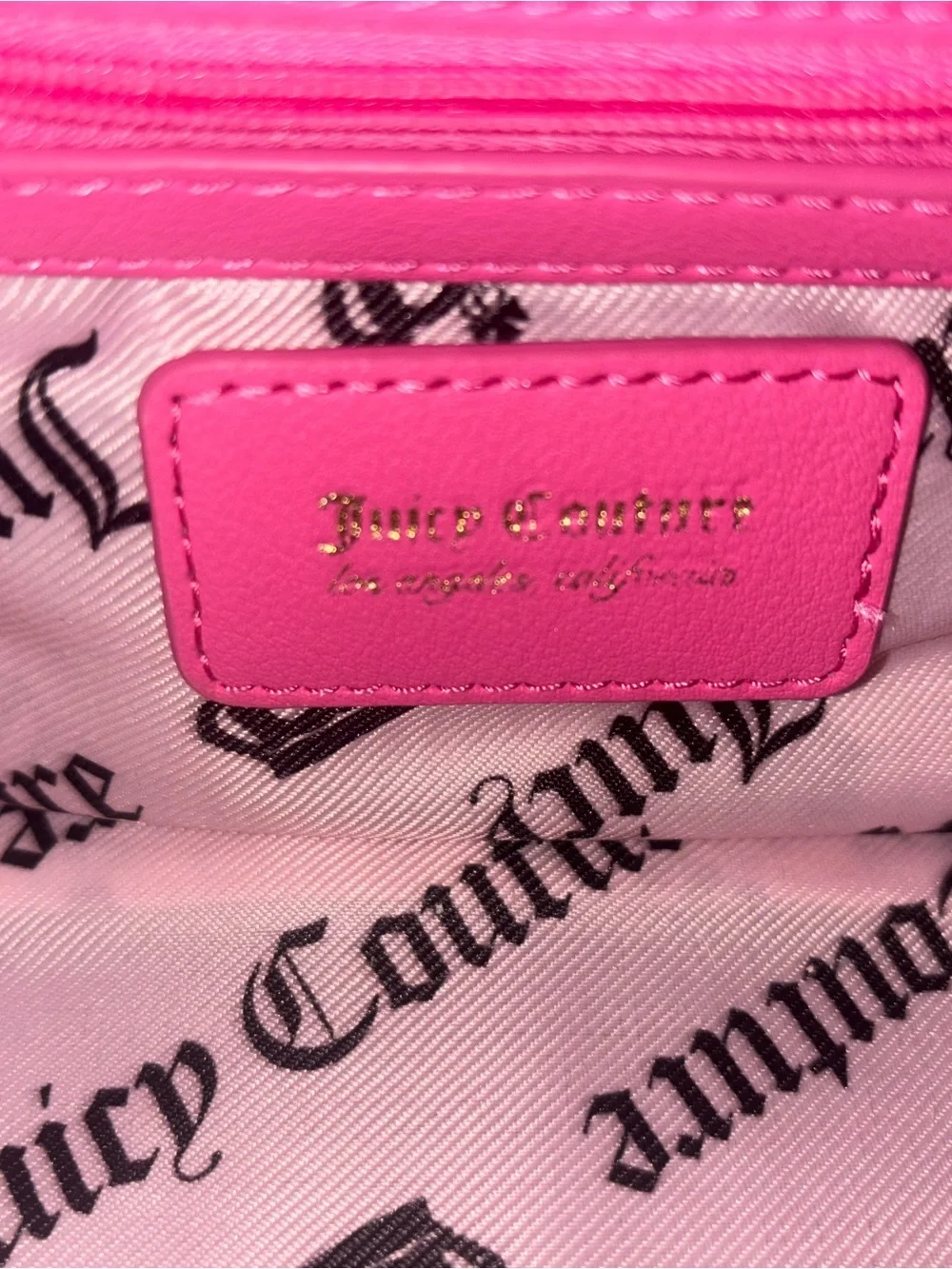 Juicy Couture Hot Pink and Cream Kids Crossbody with Jeweled Logo